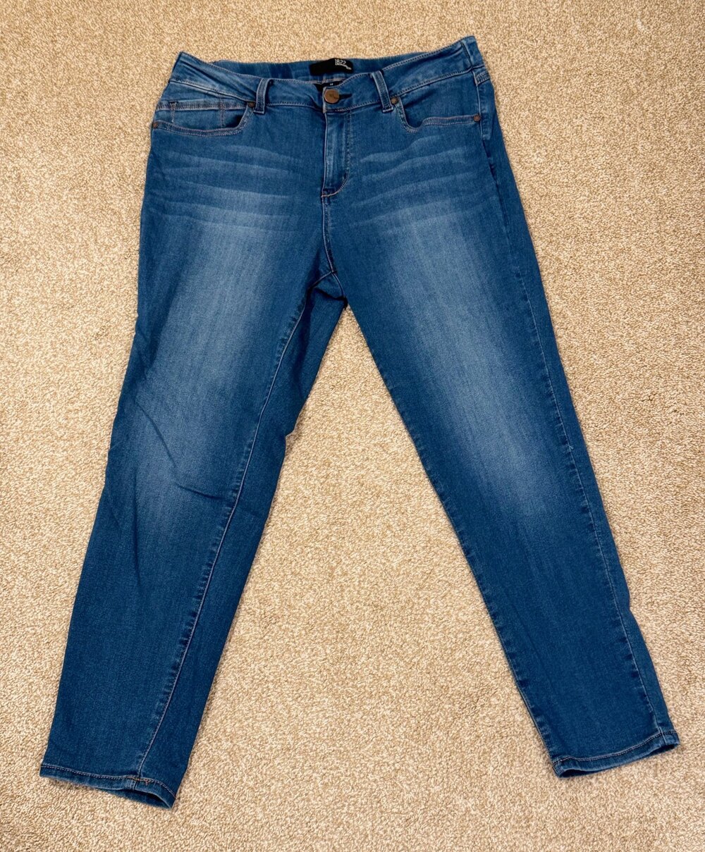 1822 Denim Skinny Ankle Jeans Womens 14 Dark Medium Wash Stretch Blue Classic